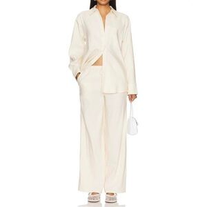 House of Harlow 1960 x Revolve Laurel Oversized Shirt Light Beige Linen Size S